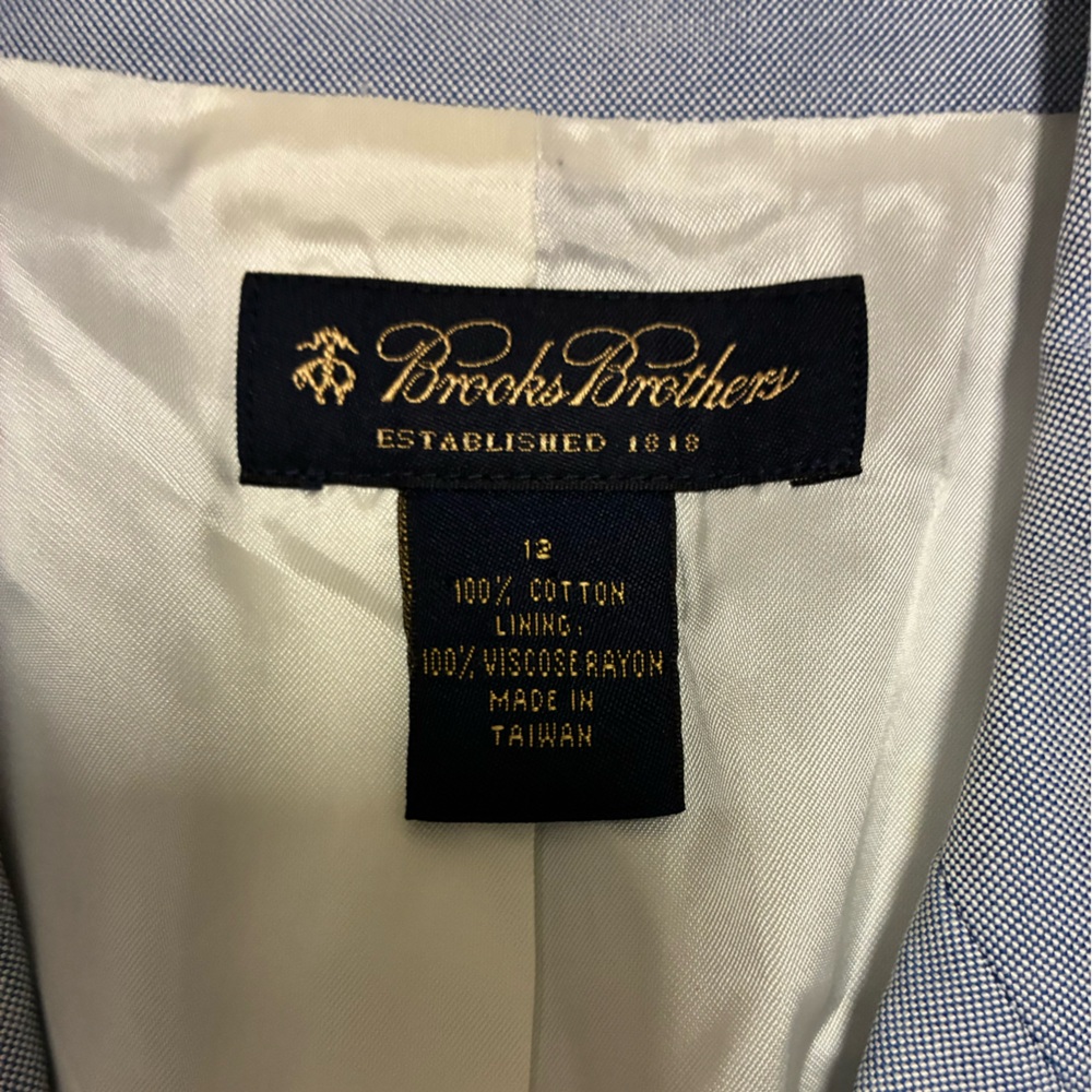 Brooks Brothers Blue Blazer White Detailing Perfect for Spring and Easter - Picture 3 of 6